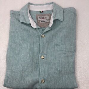 Bruno Positano Shirt Linen Rayon Blend Short Sleeve Washable Men’s Size Small